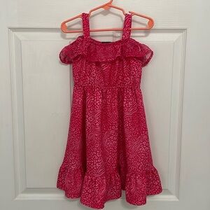 Vince Camuto girl’s animal print off the shoulder pink dress